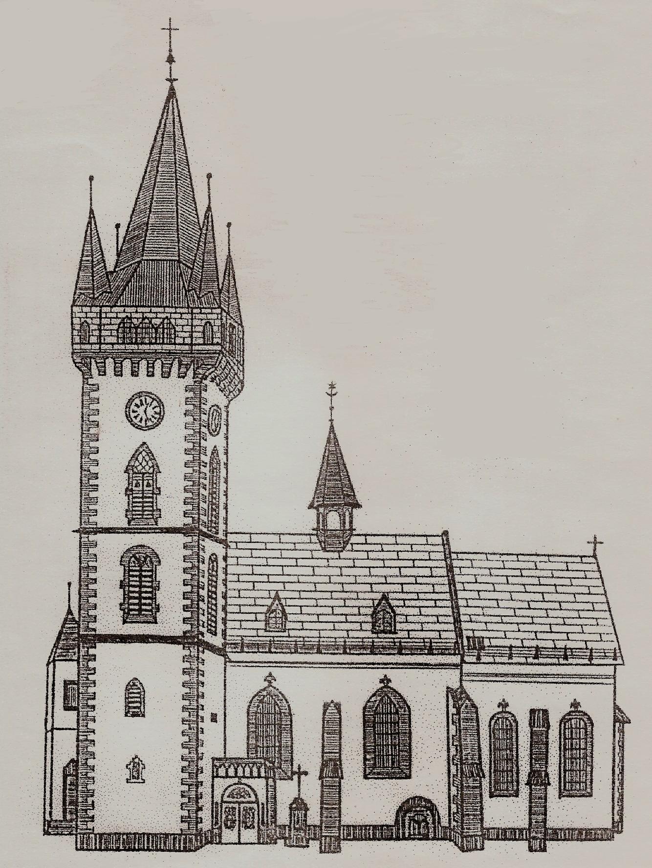 kostel od jihu, kresba